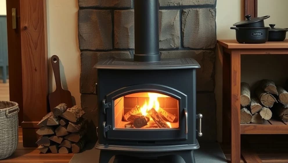 Vedspis med ugn för hemmet